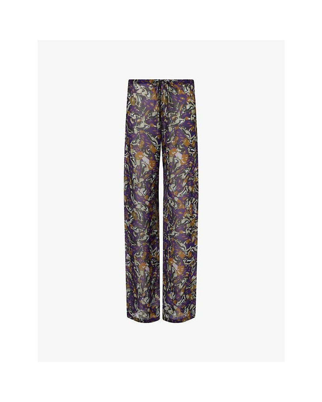 Dries Van Noten Brown Pachas Graphic-Pattern Crepe Trousers