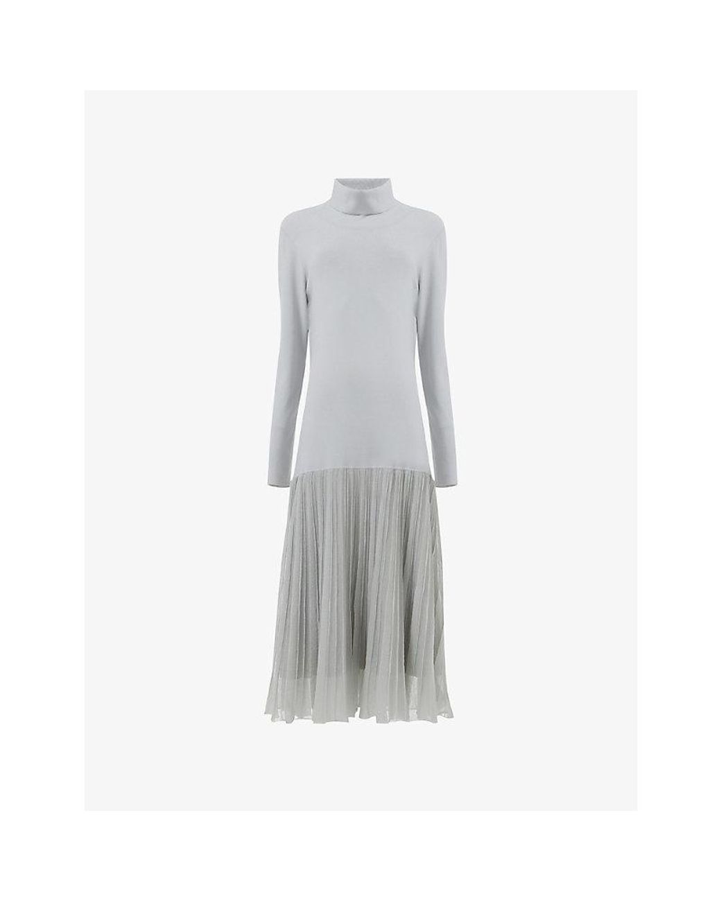 eem Gray High Neck Knitted Midi Dress