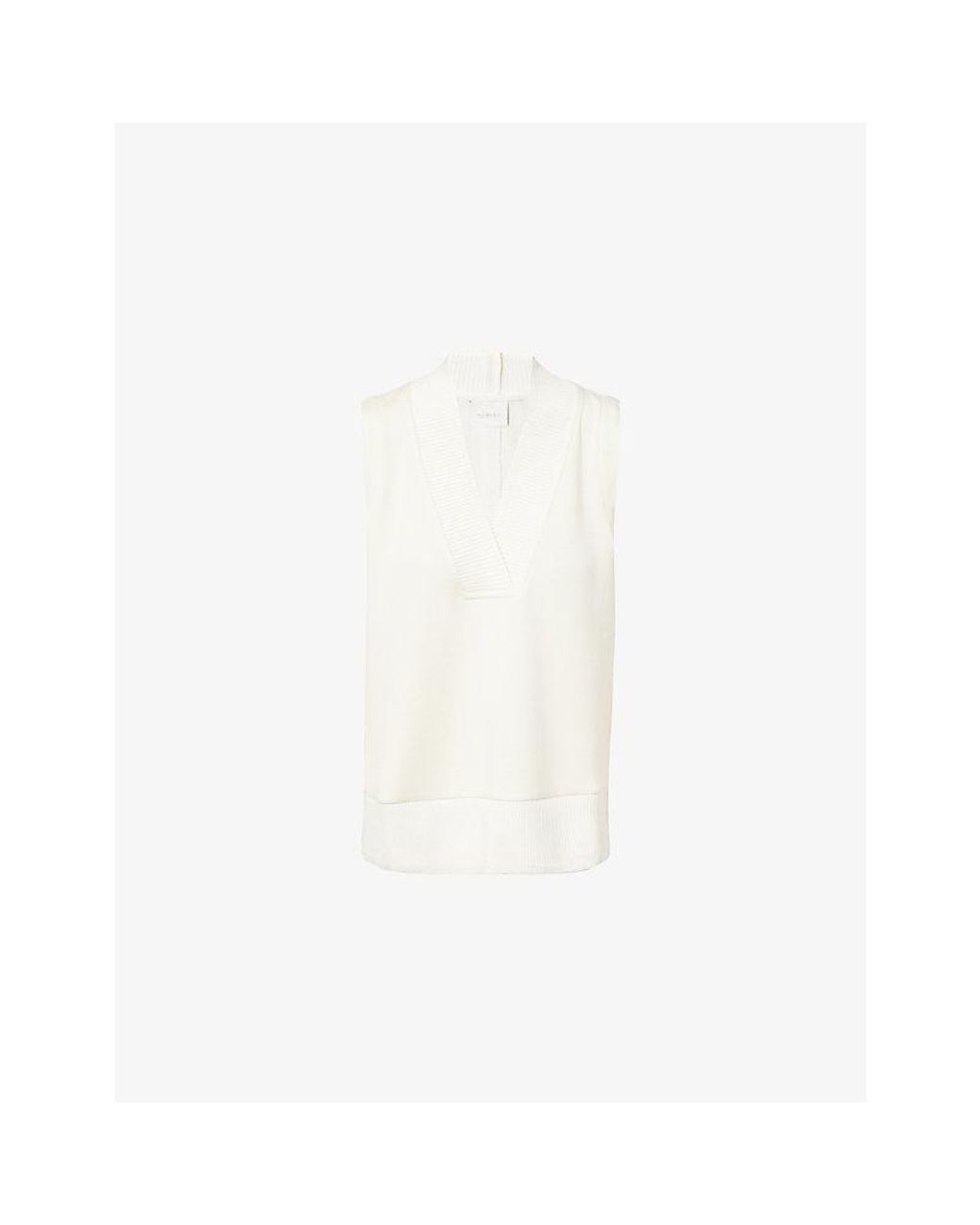 Varley White Freida V-Neck Knitted Tank Top