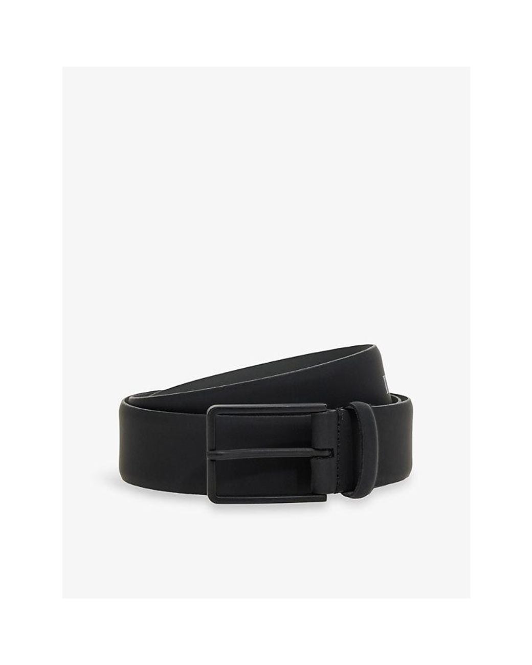 Boggi Black Rubberised-Logo Leather Belt for men