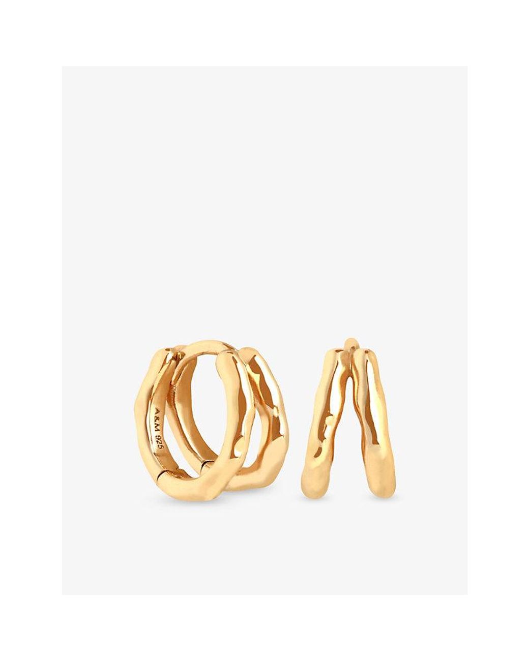Astrid & Miyu Metallic Molten Textured Illusion 18Ct-Plated Sterling- Huggie Hoop Earrings