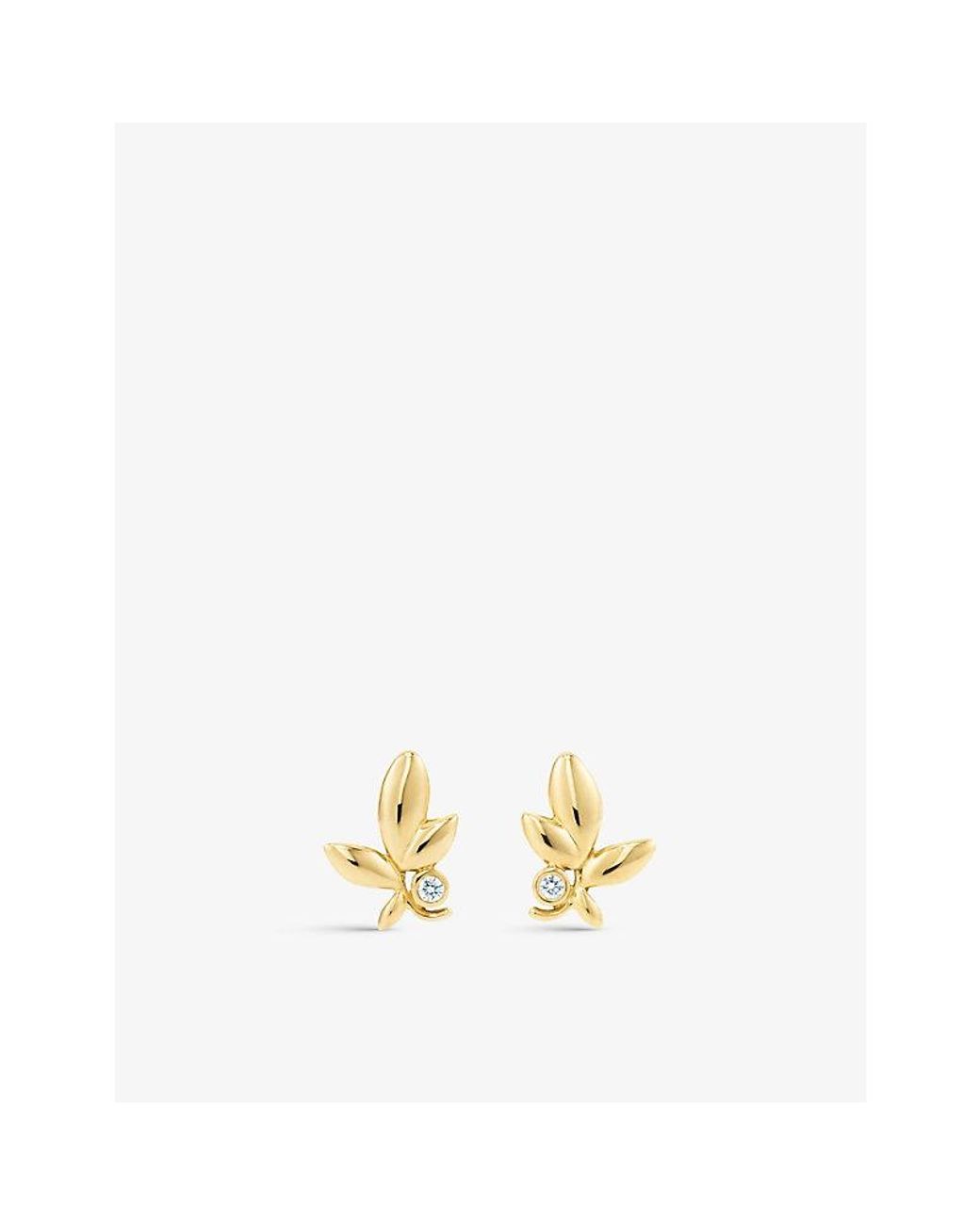 Tiffany & Co Metallic Leaf Diamond And 18Ct- Earrings