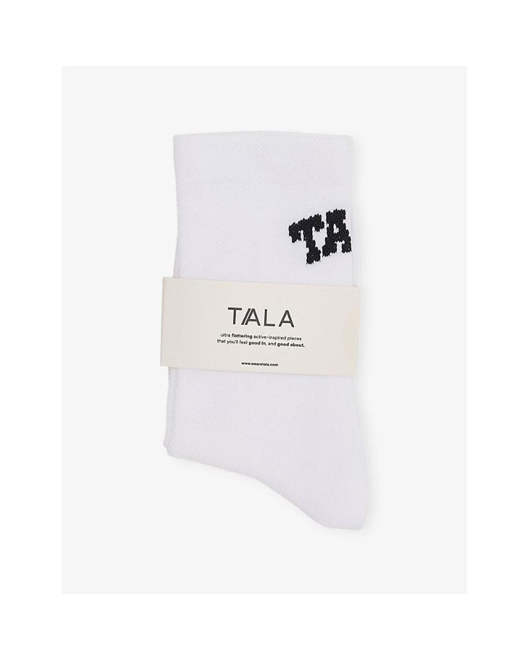 WE Are Tala White Performance Branded Stretch-Jersey Socks