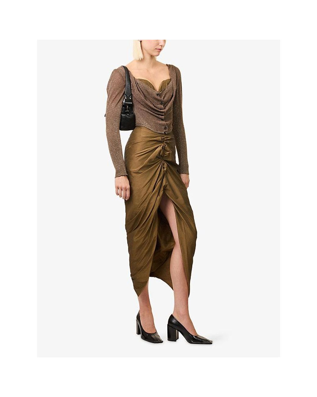 Vivienne Westwood Brown Bea Corset Woven Cardigan