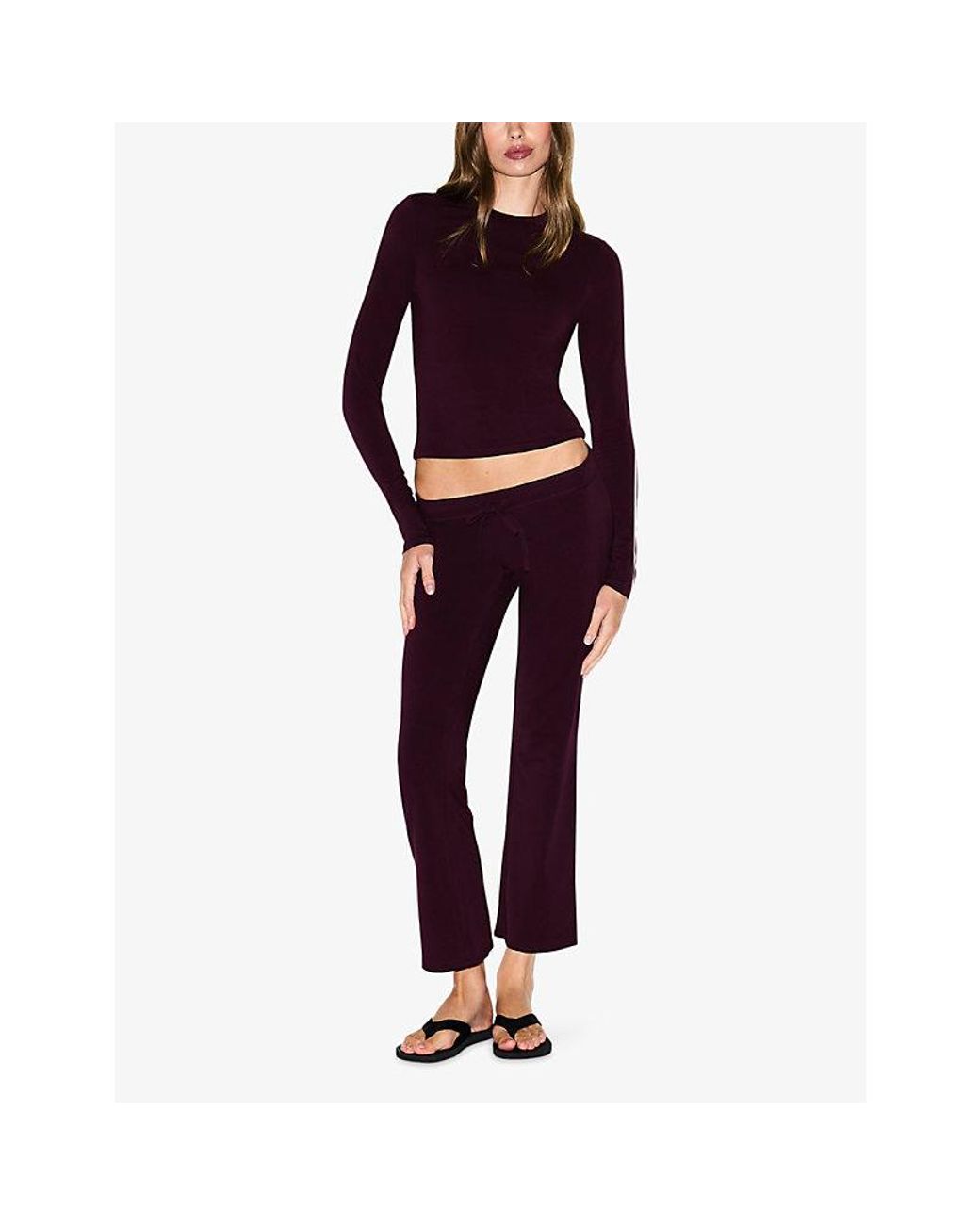 Skims Purple Long-Sleeve Cotton-Jersey T-Shirt