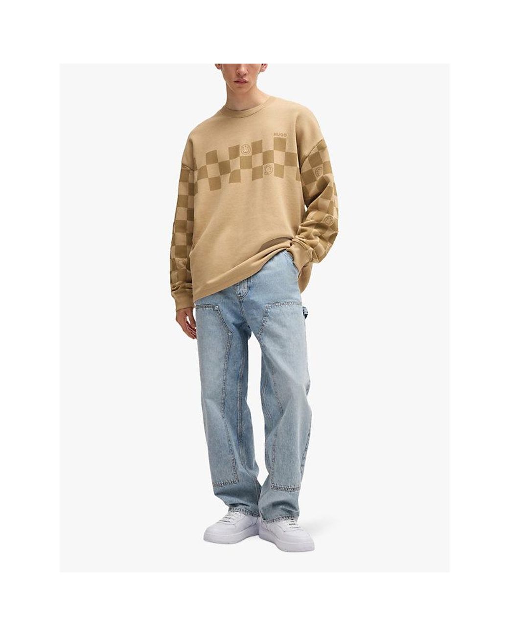 HUGO Blue Relaxed-Fit Mid-Rise Carpenter Denim Jeans for men