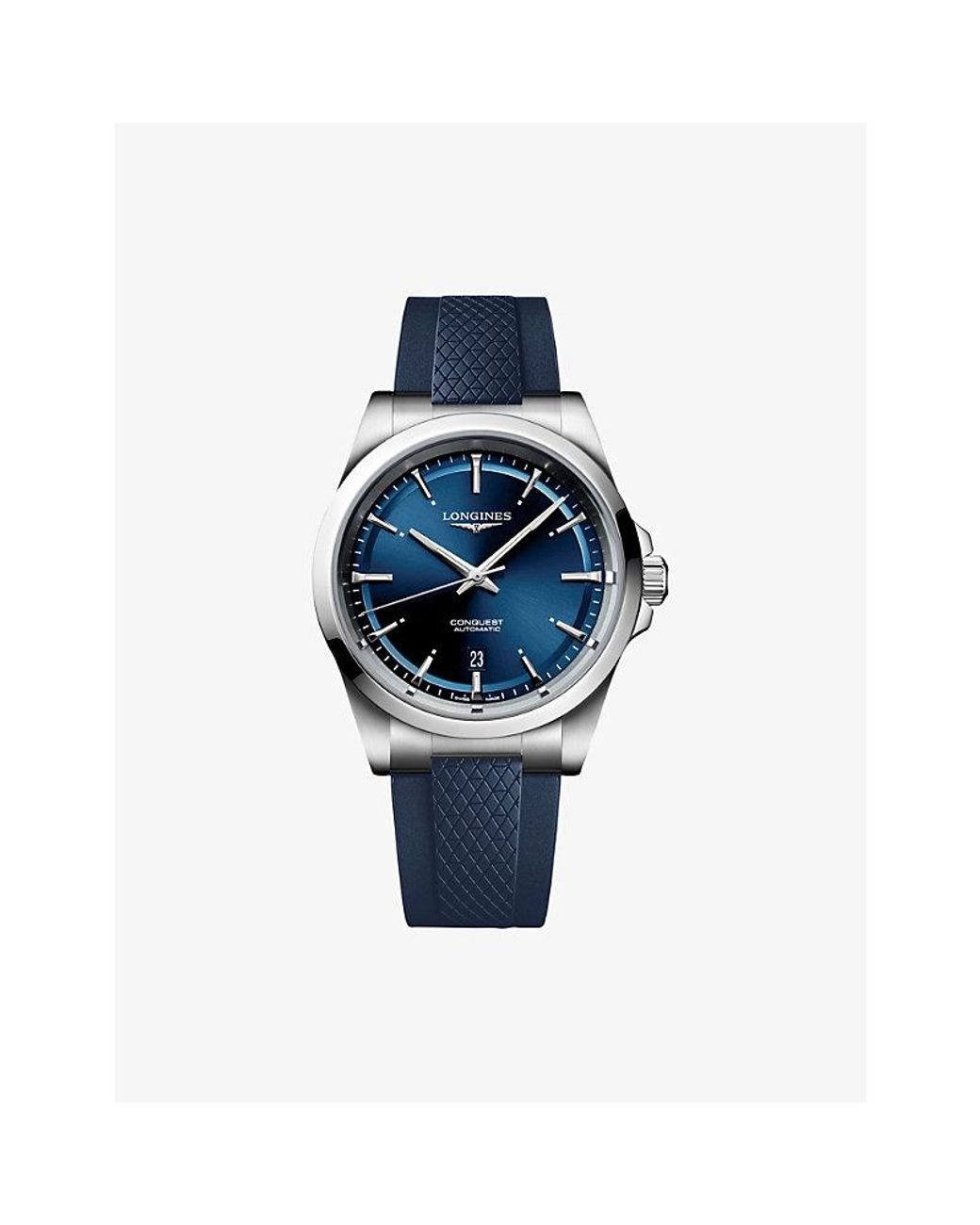Longines Blue L3.720.4.92.9 Conquest Stainless-Steel And Rubber Automatic Watch
