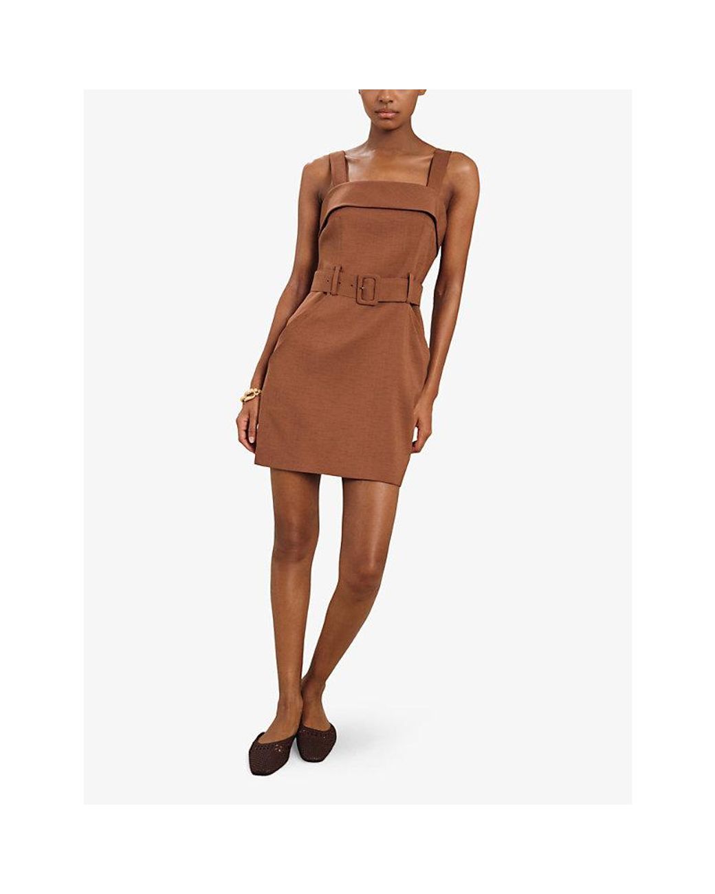 【海外限定】REISSワンピース☆Fia Belted Mini Dress, Brown reiss-Brown-Fia-Belted-Stretch