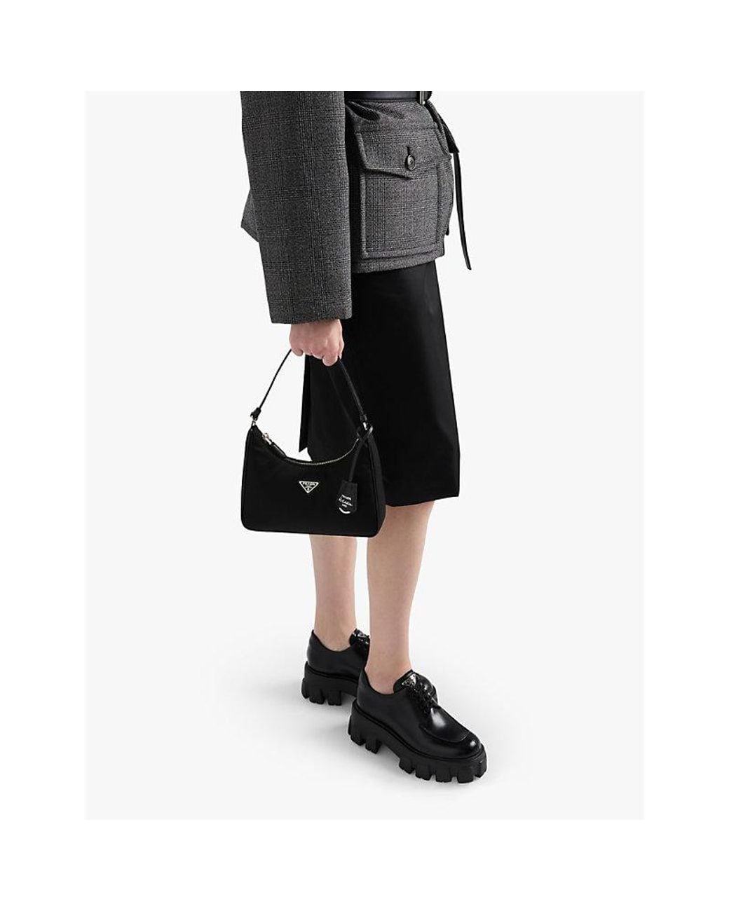 Prada Black Monolith Brushed Leather Lace-Up Shoes