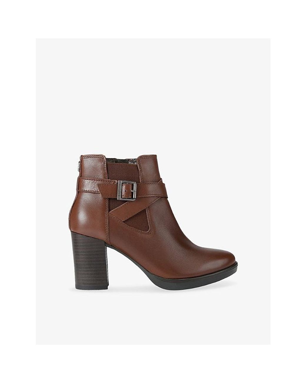 Carvela Kurt Geiger Brown 2 Wide-Fit Leather Heeled Ankle Boots