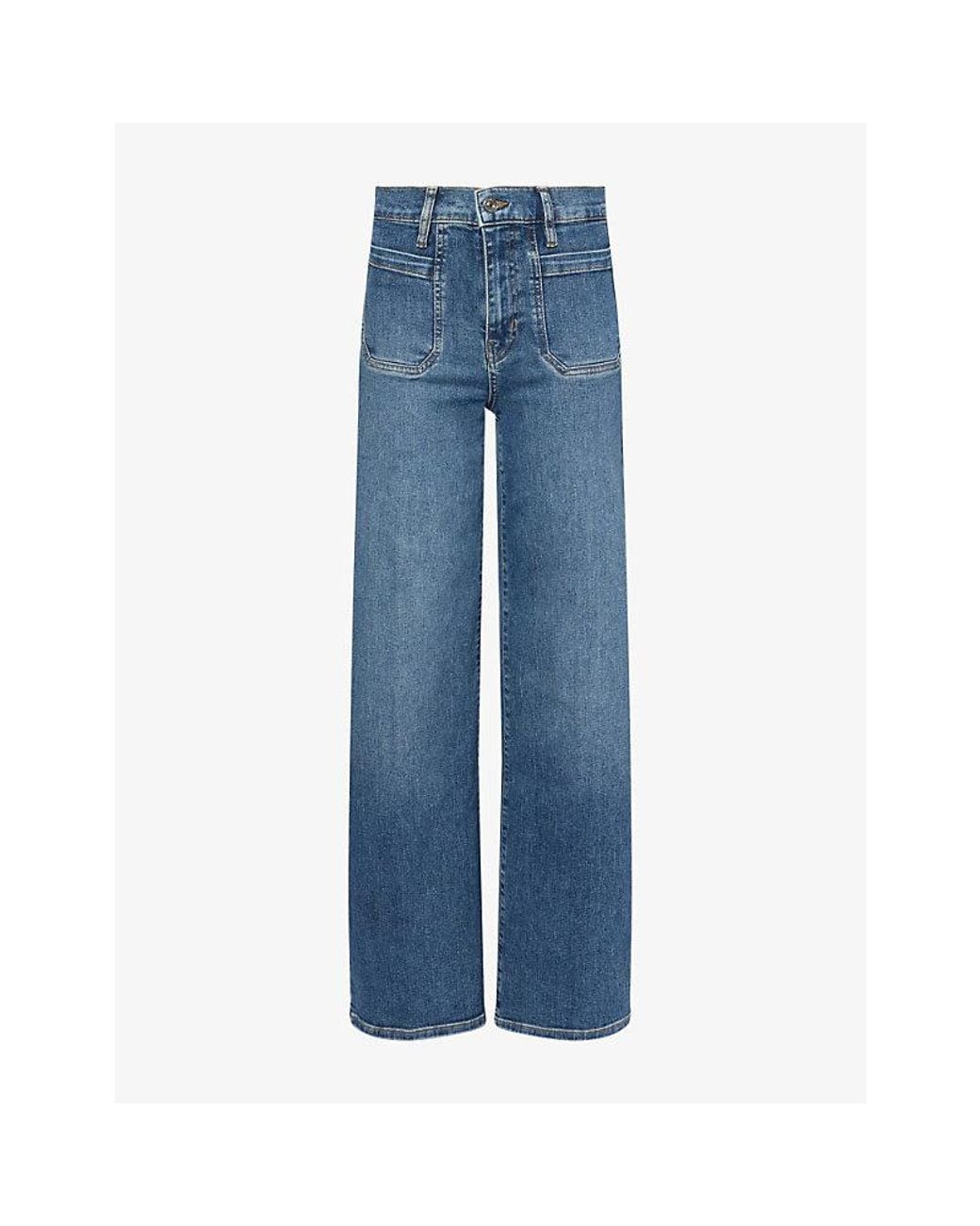 FRAME Blue Le Slim Palazzo High-Rise Stretch-Denim Jeans