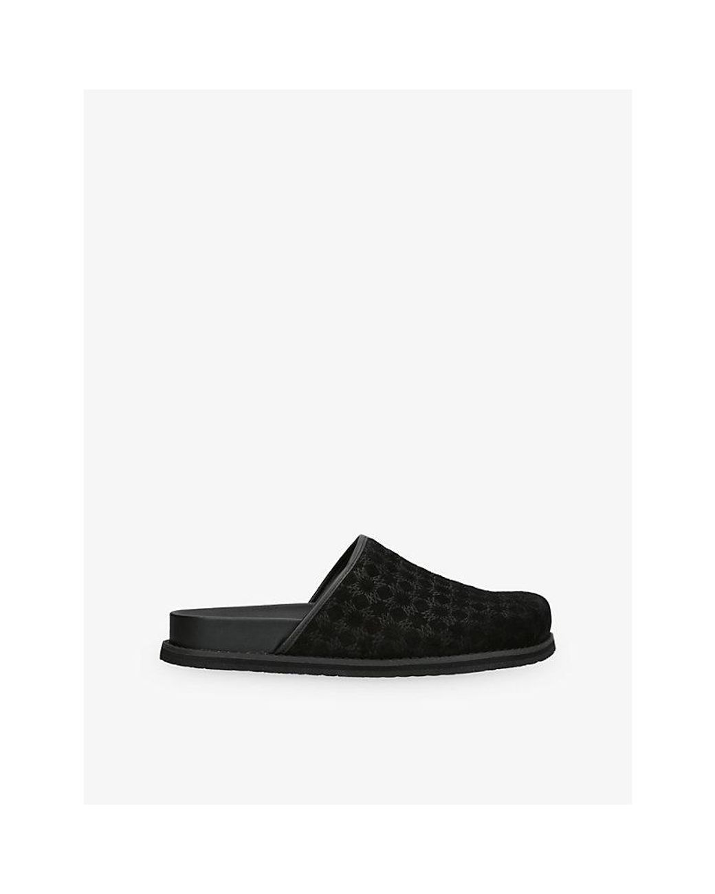 Amiri Black Monogram Suede Clogs for men
