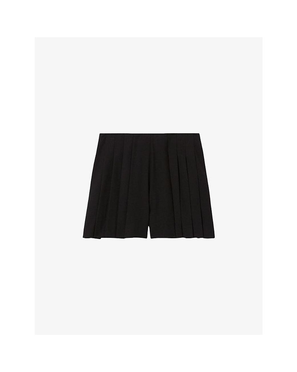 Claudie Pierlot Black Flared Pleated Woven Shorts
