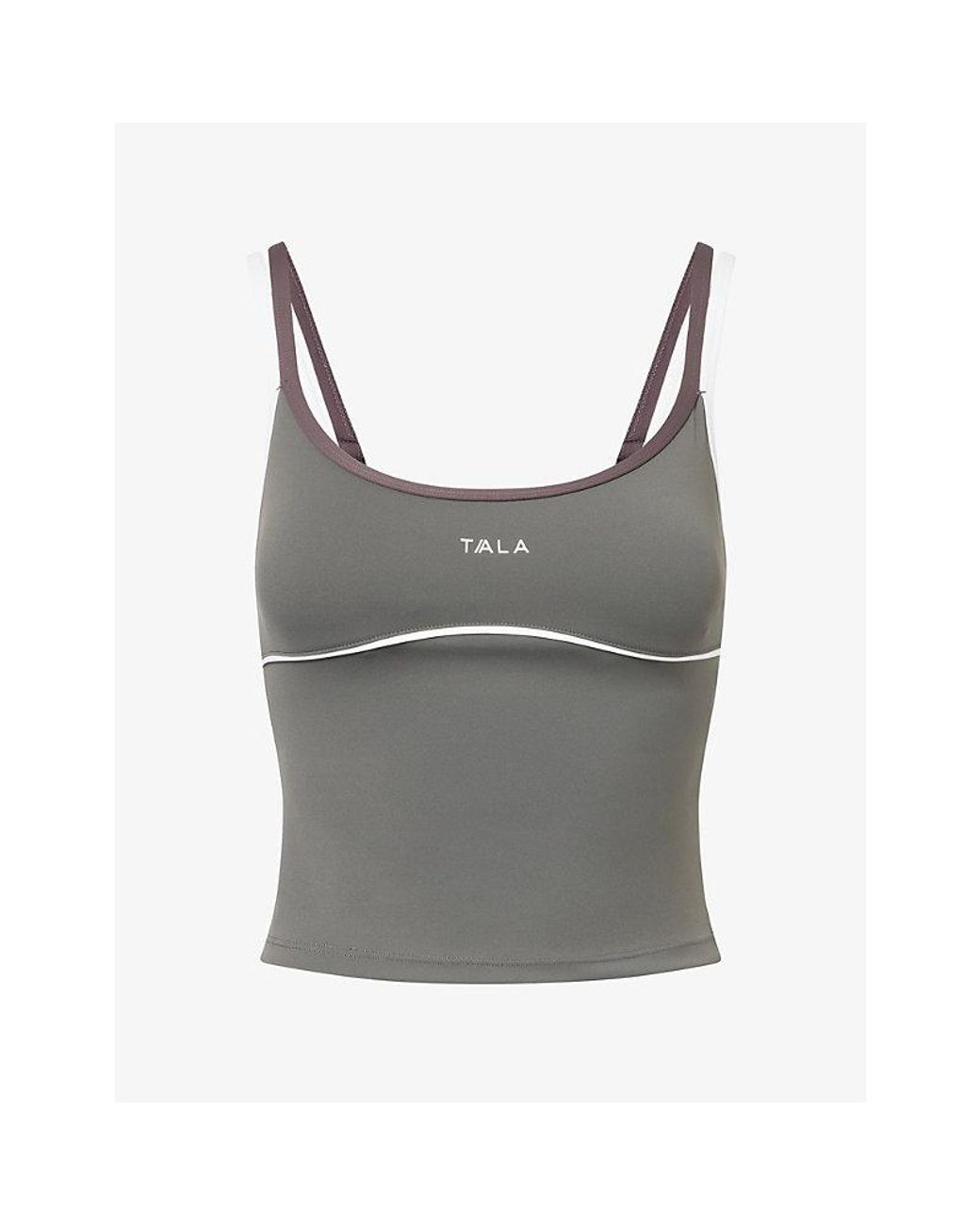 WE Are Tala Gray Skinluxe Contrast-Strap Jersey Vest Top