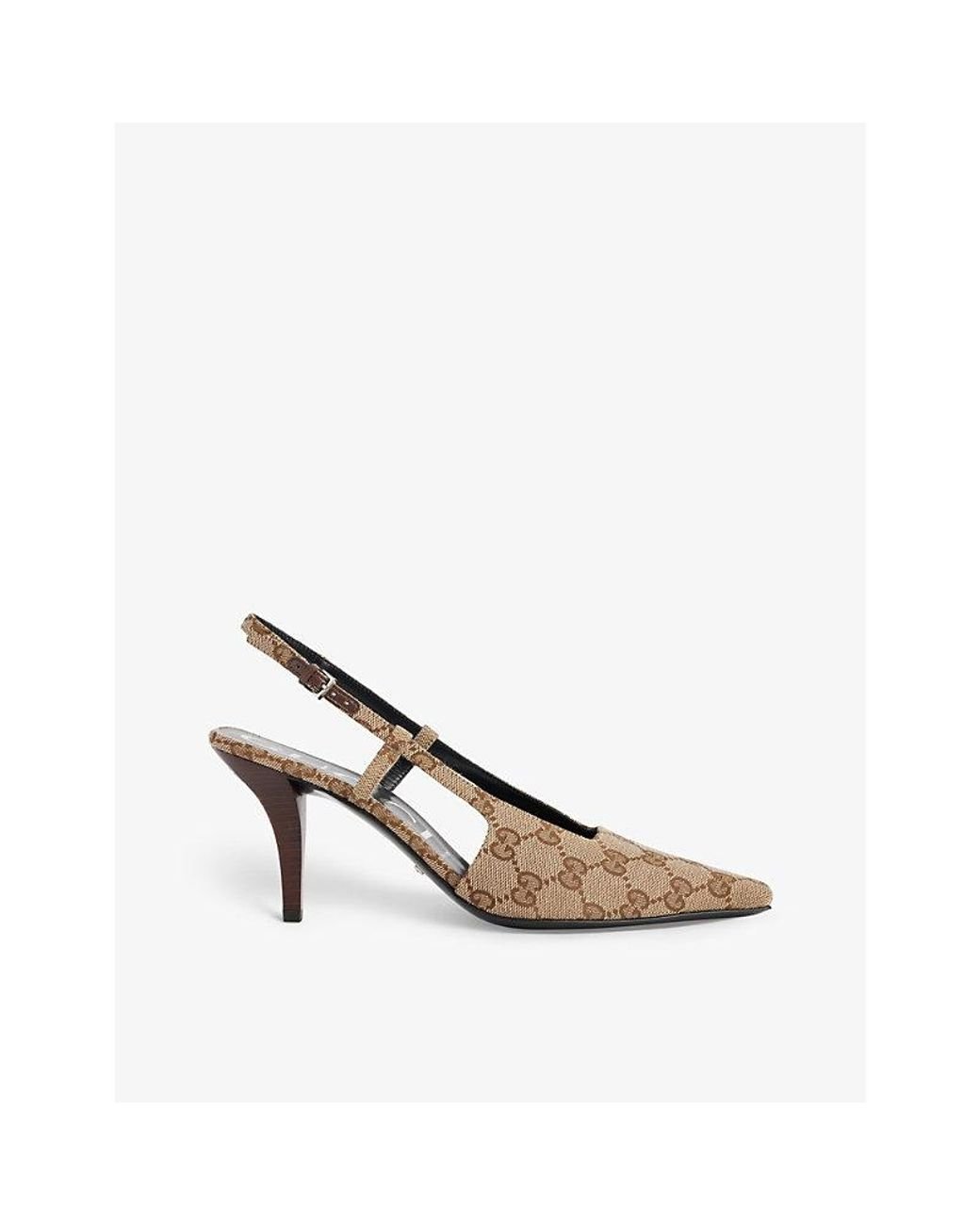 Gucci Monogram-canvas Demi Pumps | Lyst