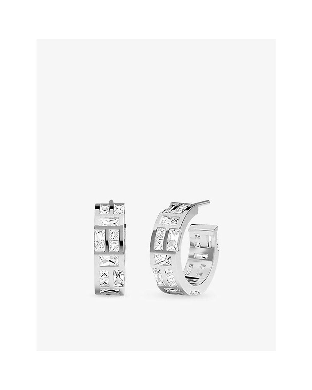 Apm Monaco White Festival Ice Rhodium Plated Alloy And Cubic Zirconia Earrings