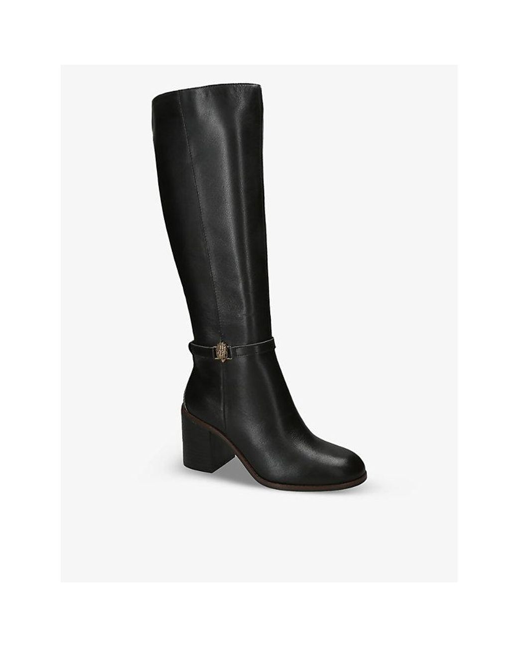 Kurt Geiger Black Shoreditch Eagle Embellished Leather Knee-High Boots