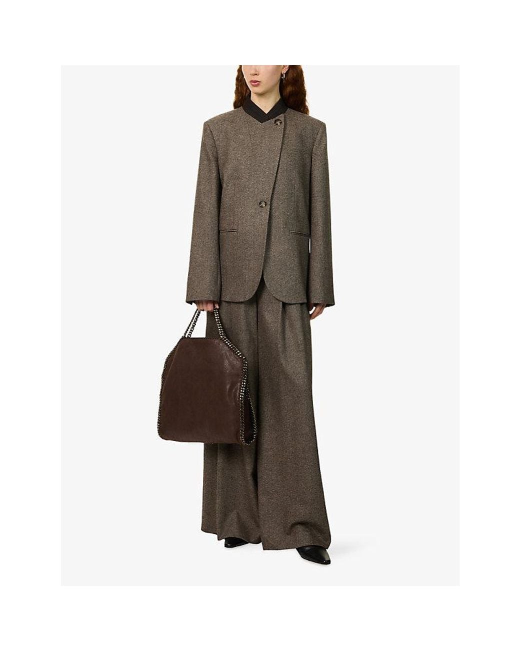 Twp Brown Asymmetric Wool-Blend Blazer