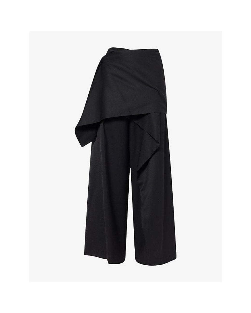 Issey Miyake Black Lustrous Wide-Leg Wool Trousers
