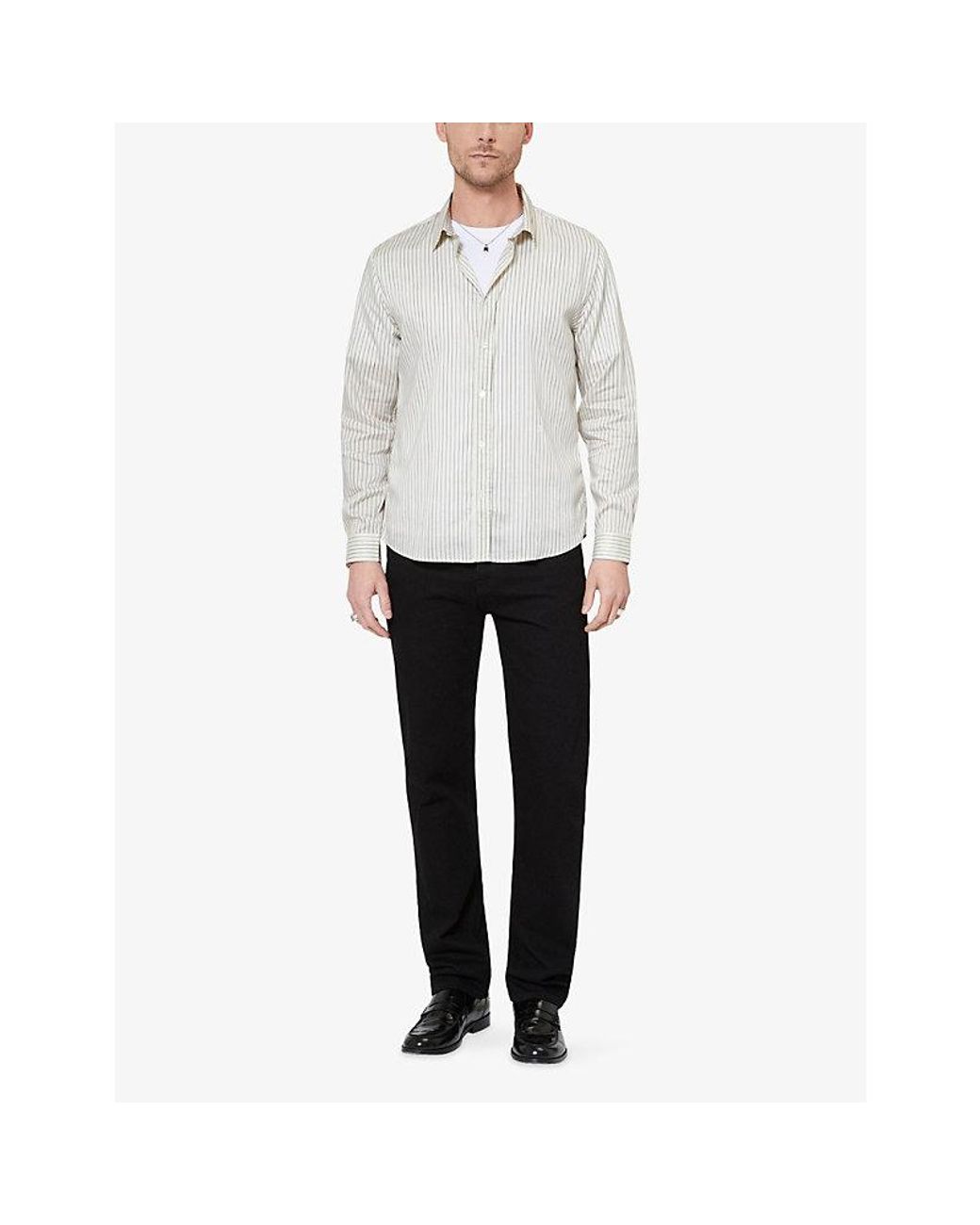 The Kooples White Striped Slim-Fit Cotton Shirt for men