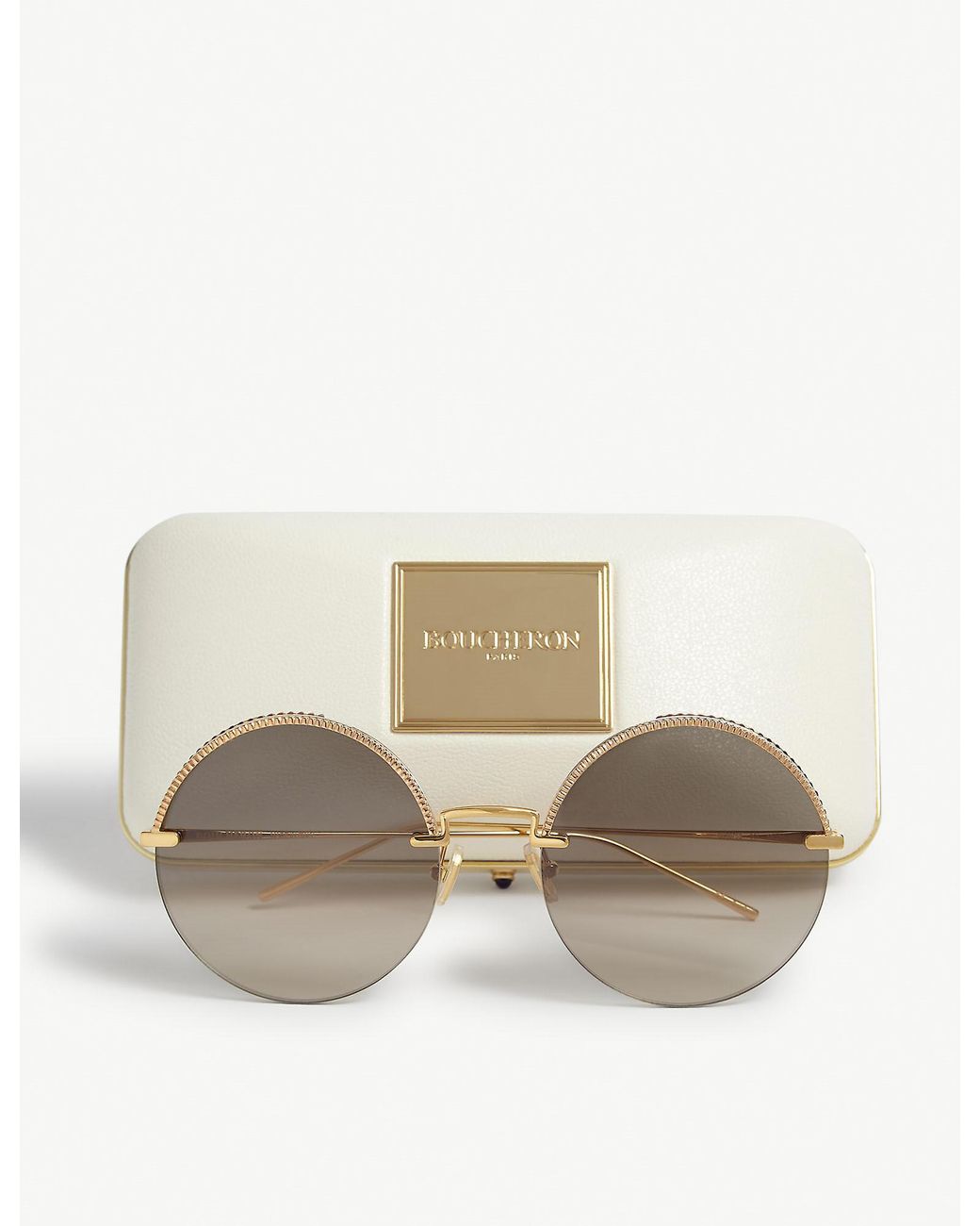 Boucheron Bc0075s Round frame Sunglasses in Metallic Lyst