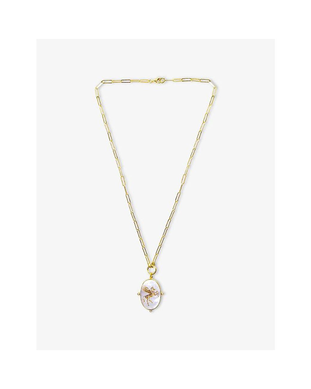 La Maison Du Couturier Metallic Ece London The Pegasus Ii 22Ct Vermeil Mother Of Pearl And Zircon Necklace