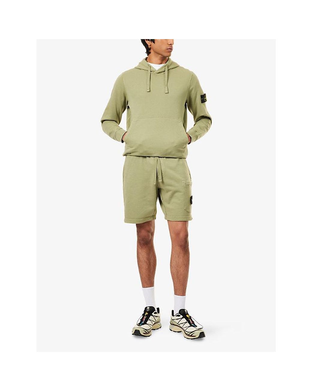 Stone Island Green Compass-Badge Cargo Cotton Shorts for men