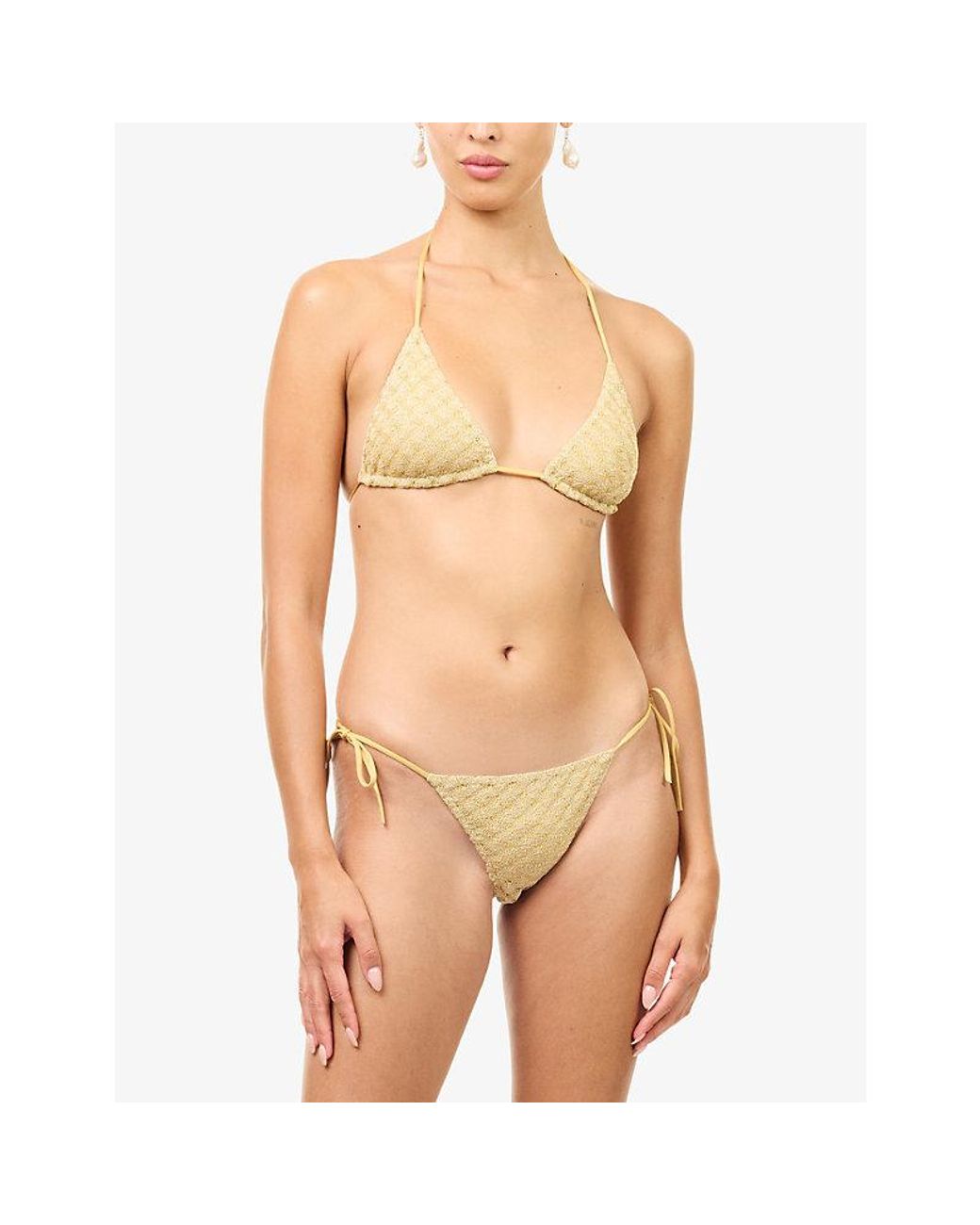 Missoni White Lamé Triangle Bikini Set