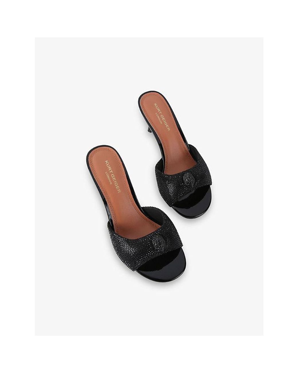 Kurt Geiger Black Oxford Woven Heeled Mules