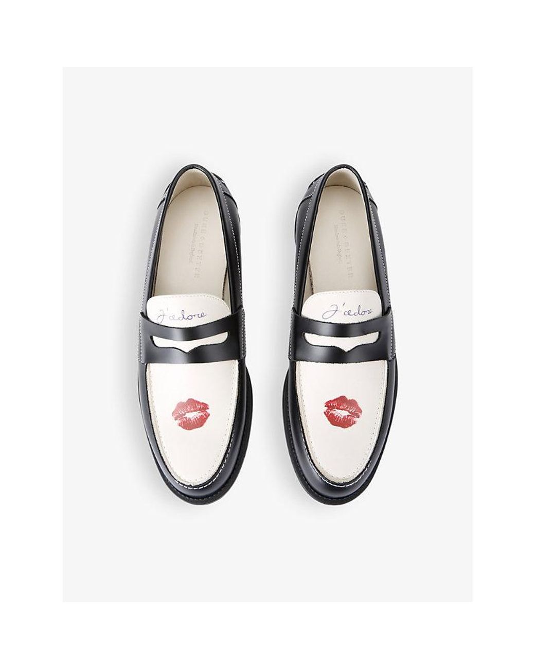 Duke & Dexter Black Wilde Kiss Leather Penny Loafers for men
