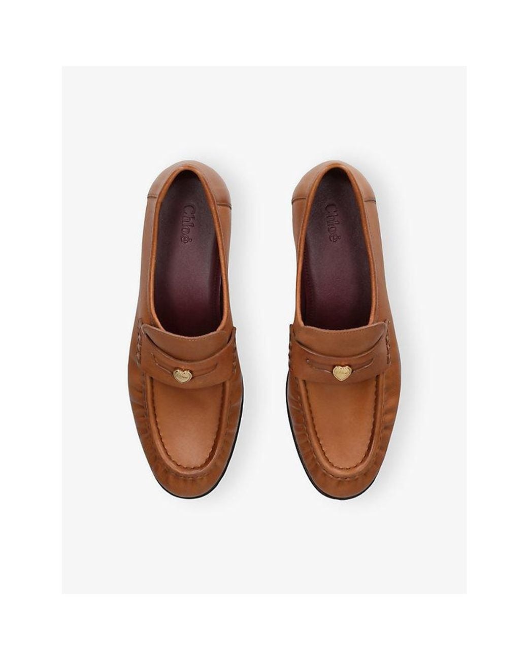Chloé Brown Letti Brand-Plaque Leather Loafers