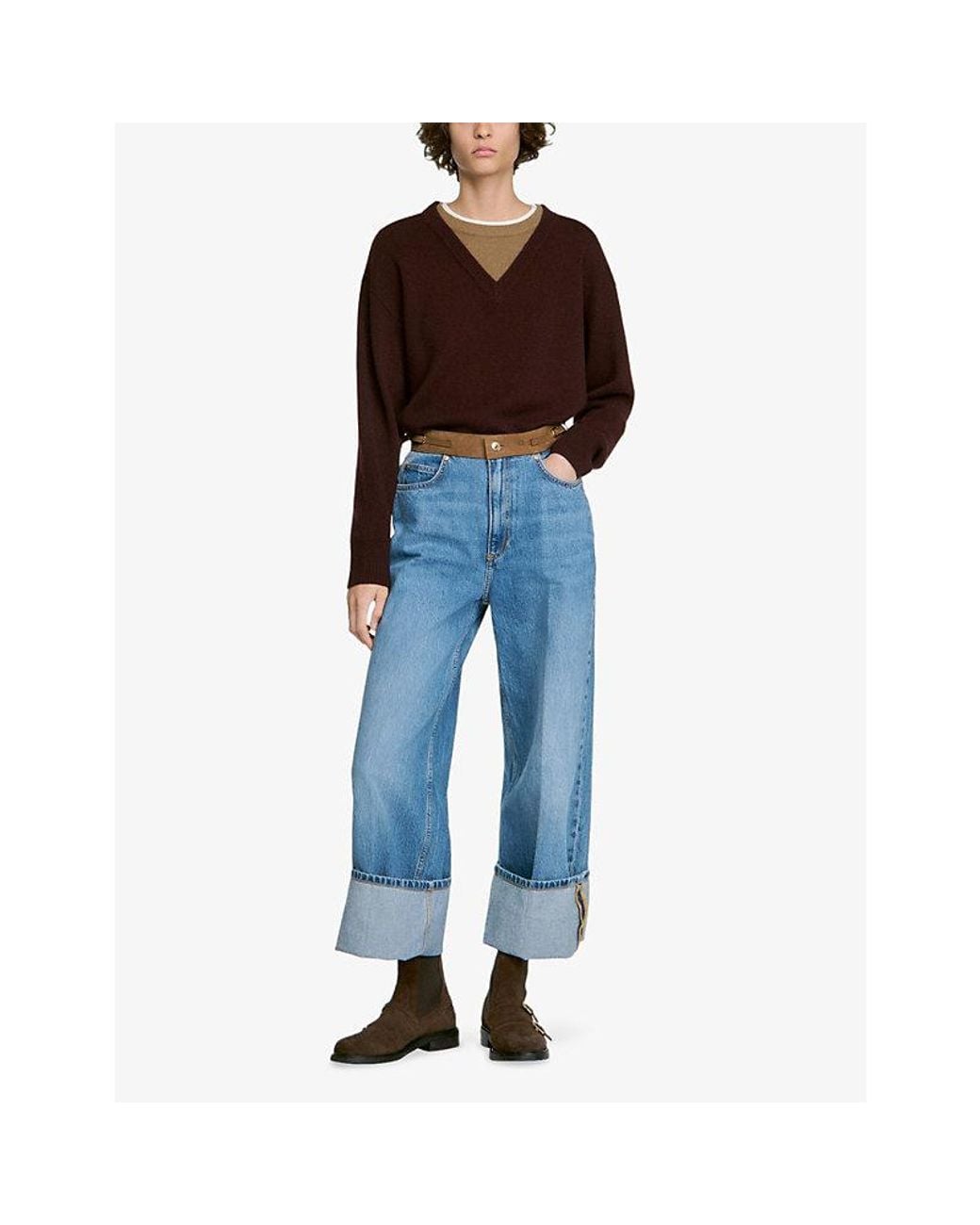 Sandro Purple Two-In-One Wool And Cashmere-Blend Jumper