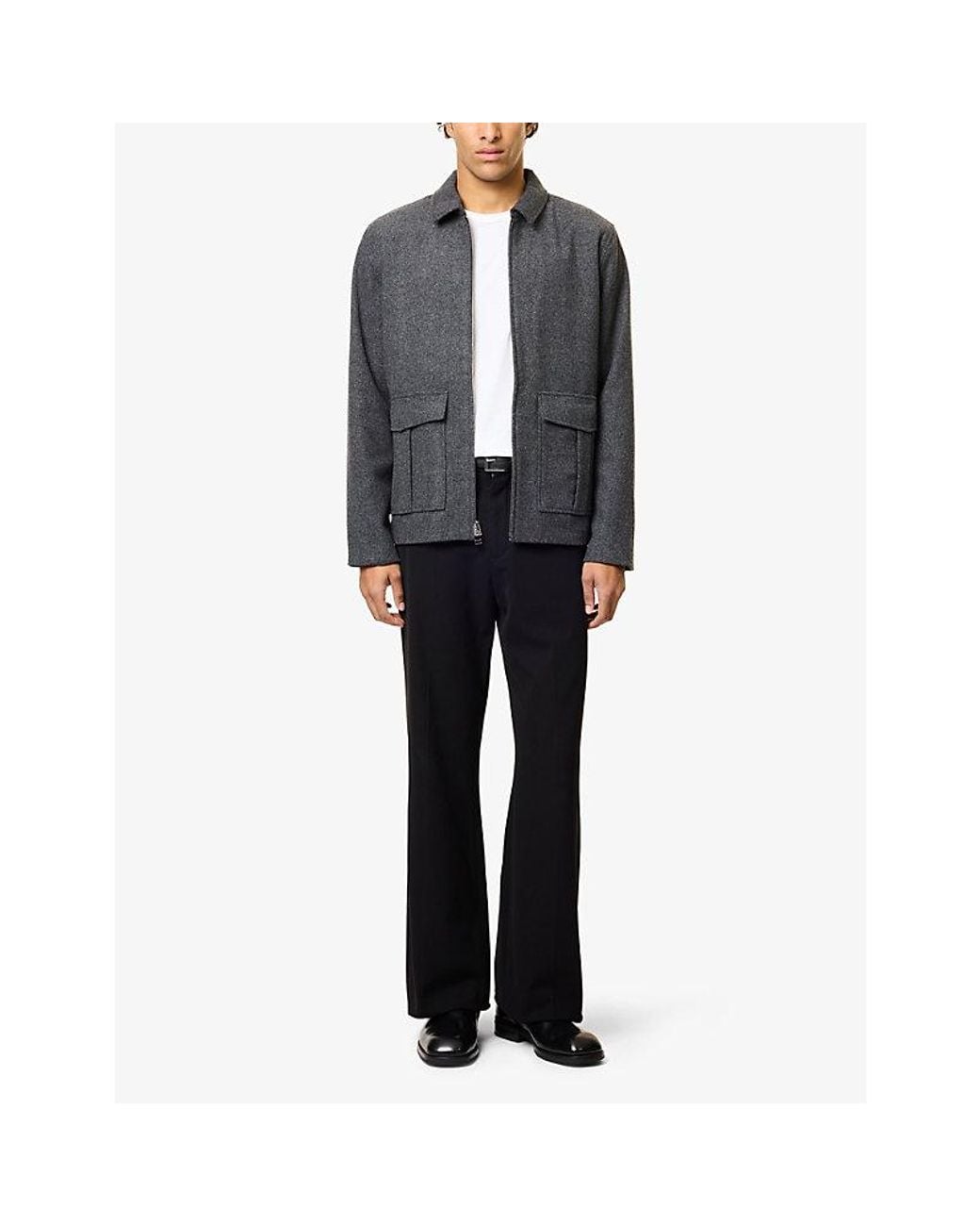PAIGE Gray Dilworth Brushed-Texture Wool-Blend Jacket for men
