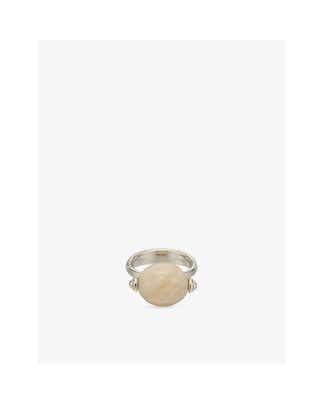 Annika Inez White Small Stone Ellipse Sterling- Ring