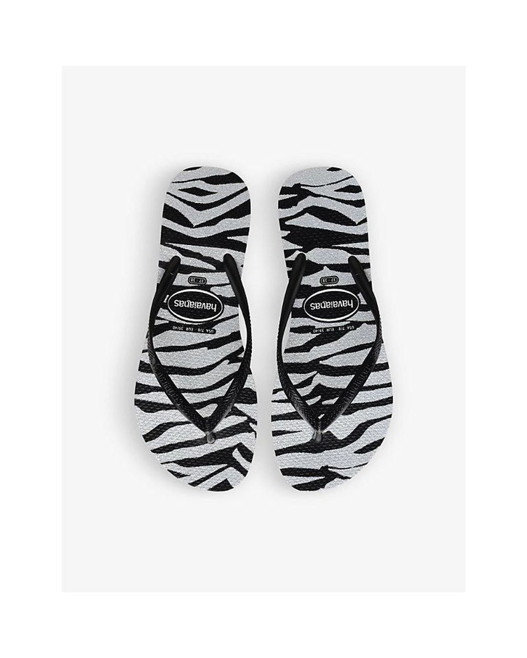 Havaianas White Slim Zebra-Print Rubber Flip-Flops