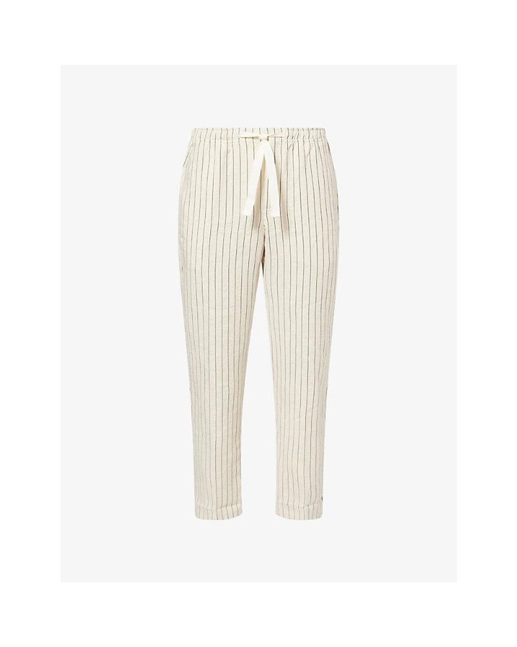 Orlebar Brown Natural Alex Striped Linen Trousers for men