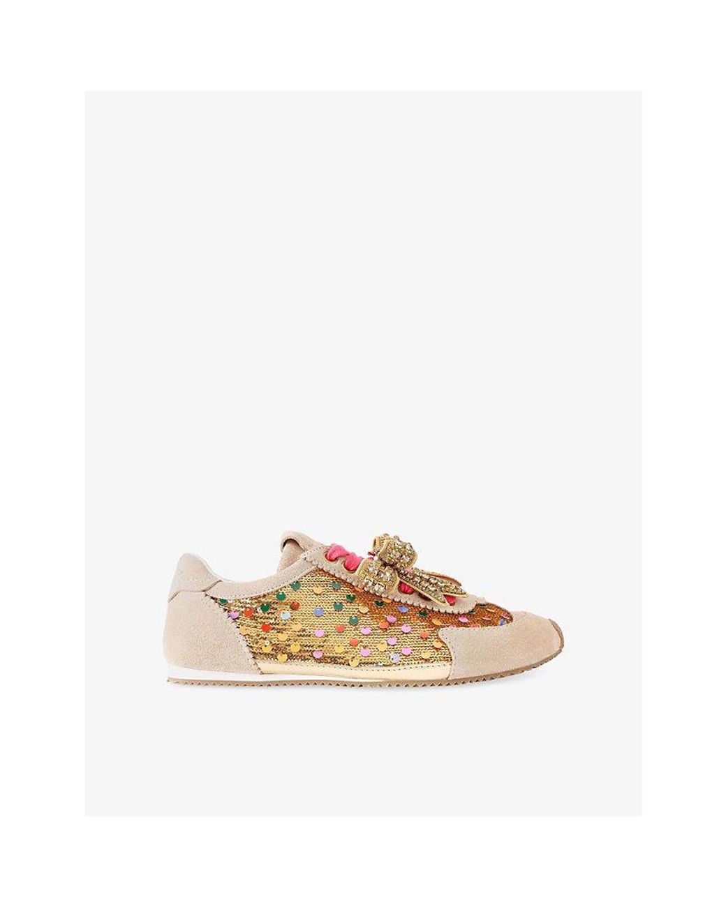 Kurt Geiger Natural Islington Bow Suede Trainers