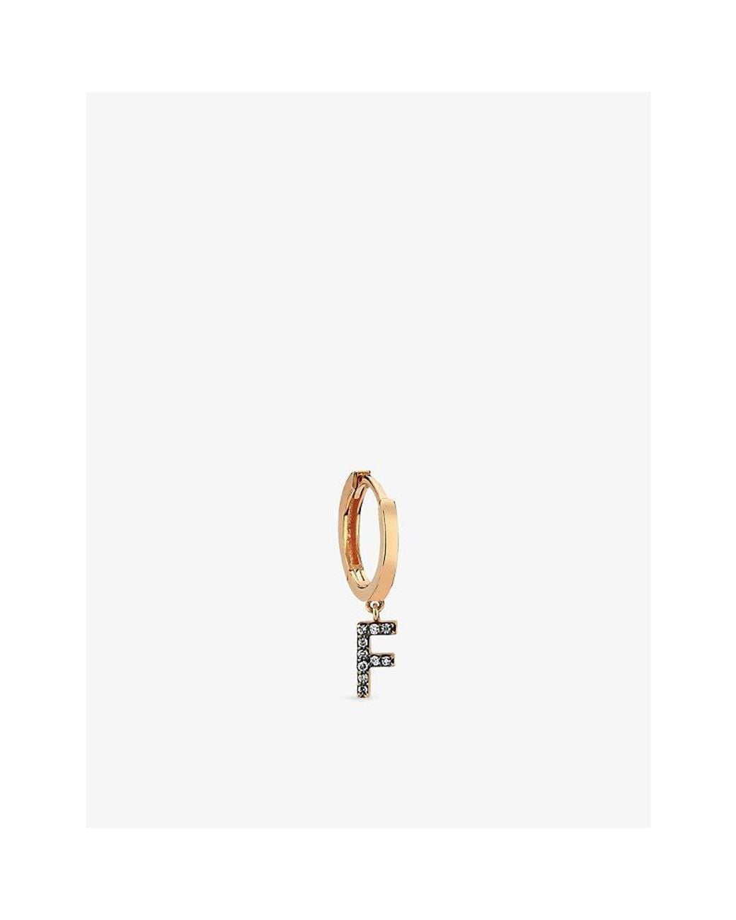 La Maison Du Couturier White Selda Initial F 14Ct Rose- And Diamond Single Earring