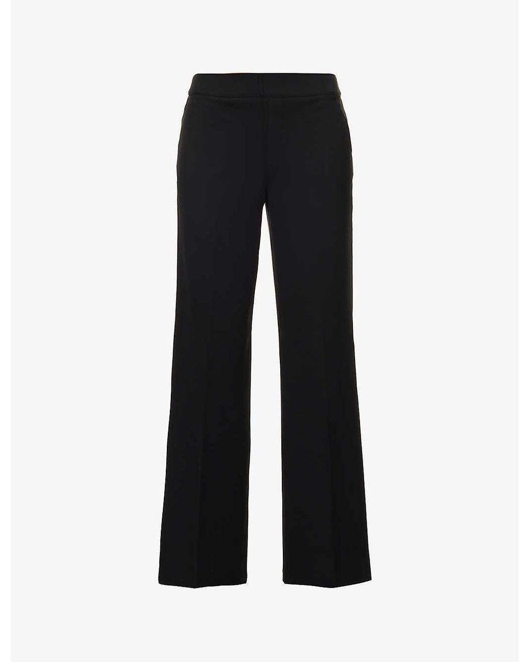 Spanx The Perfect Pant Mid-rise Wide-leg Rayon-blend Trousers in Black ...