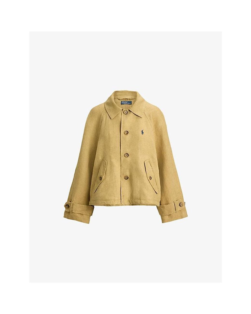Polo Ralph Lauren Yellow Relaxed-Fit Logo-Embroidered Linen Jacket