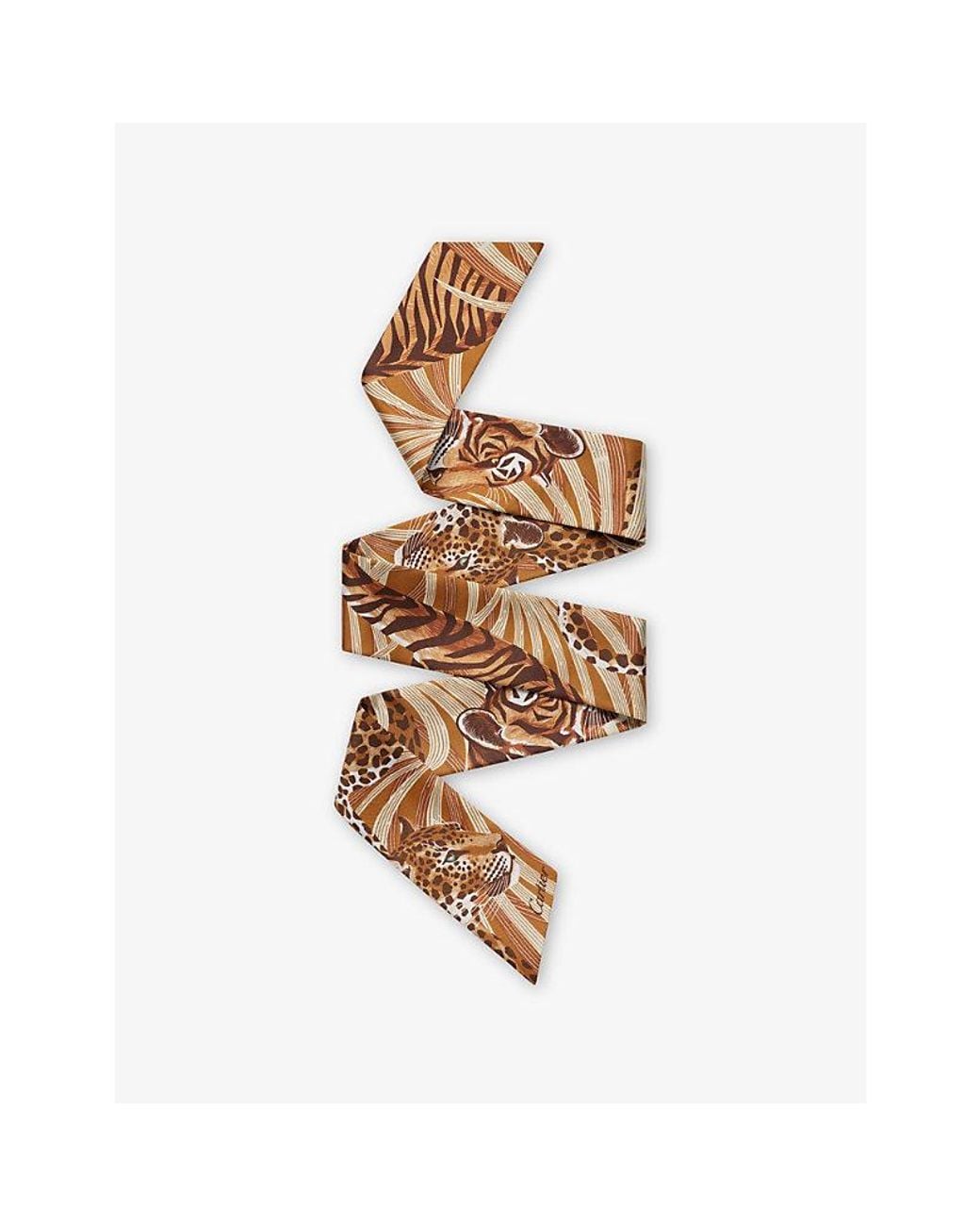 Cartier Metallic Panthère And Tiger Silk Bandeau Scarf