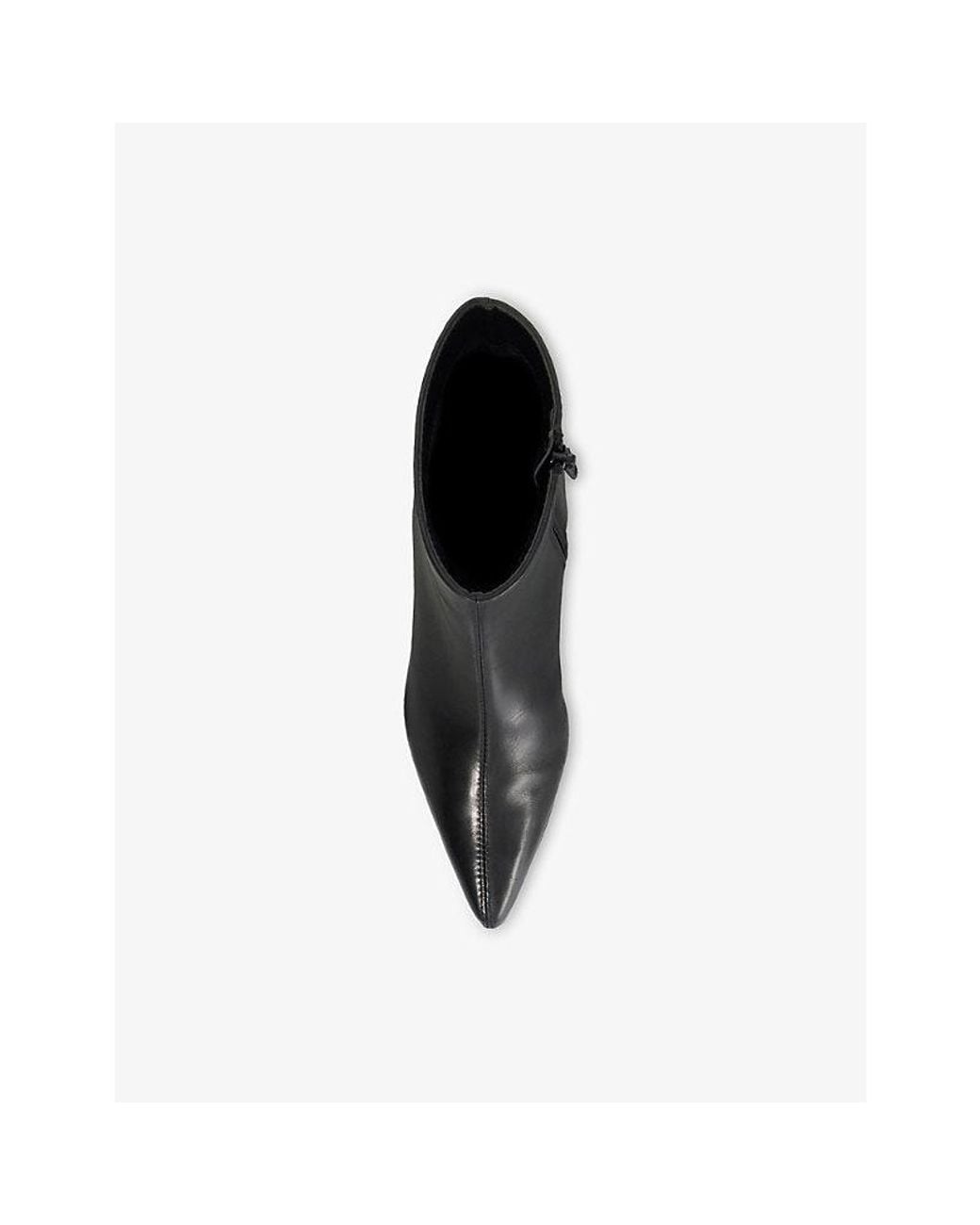 Dune Black Pami Leather Heeled Ankle Boots