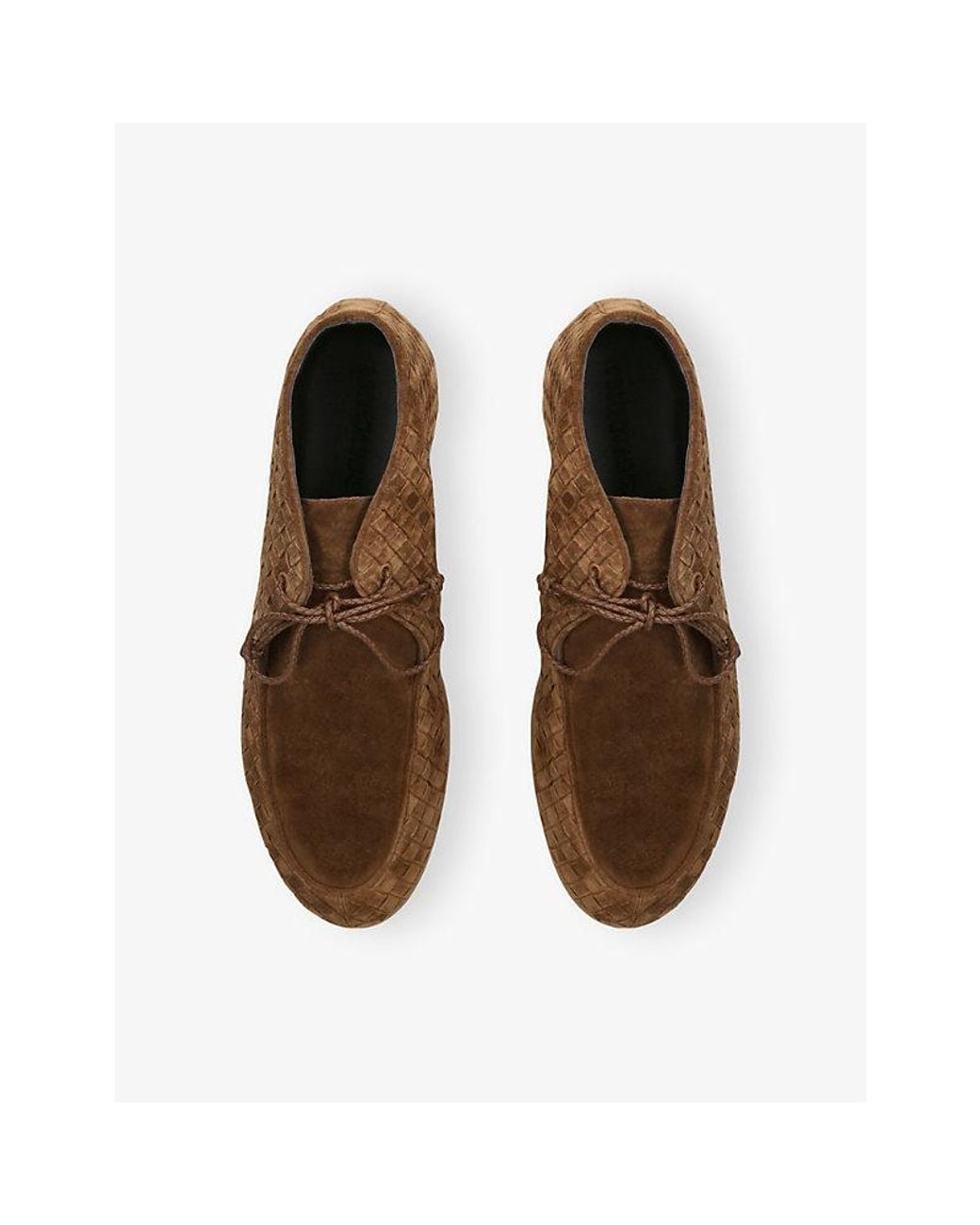 Bottega Veneta Brown Intrecciato Suede Desert Boots for men