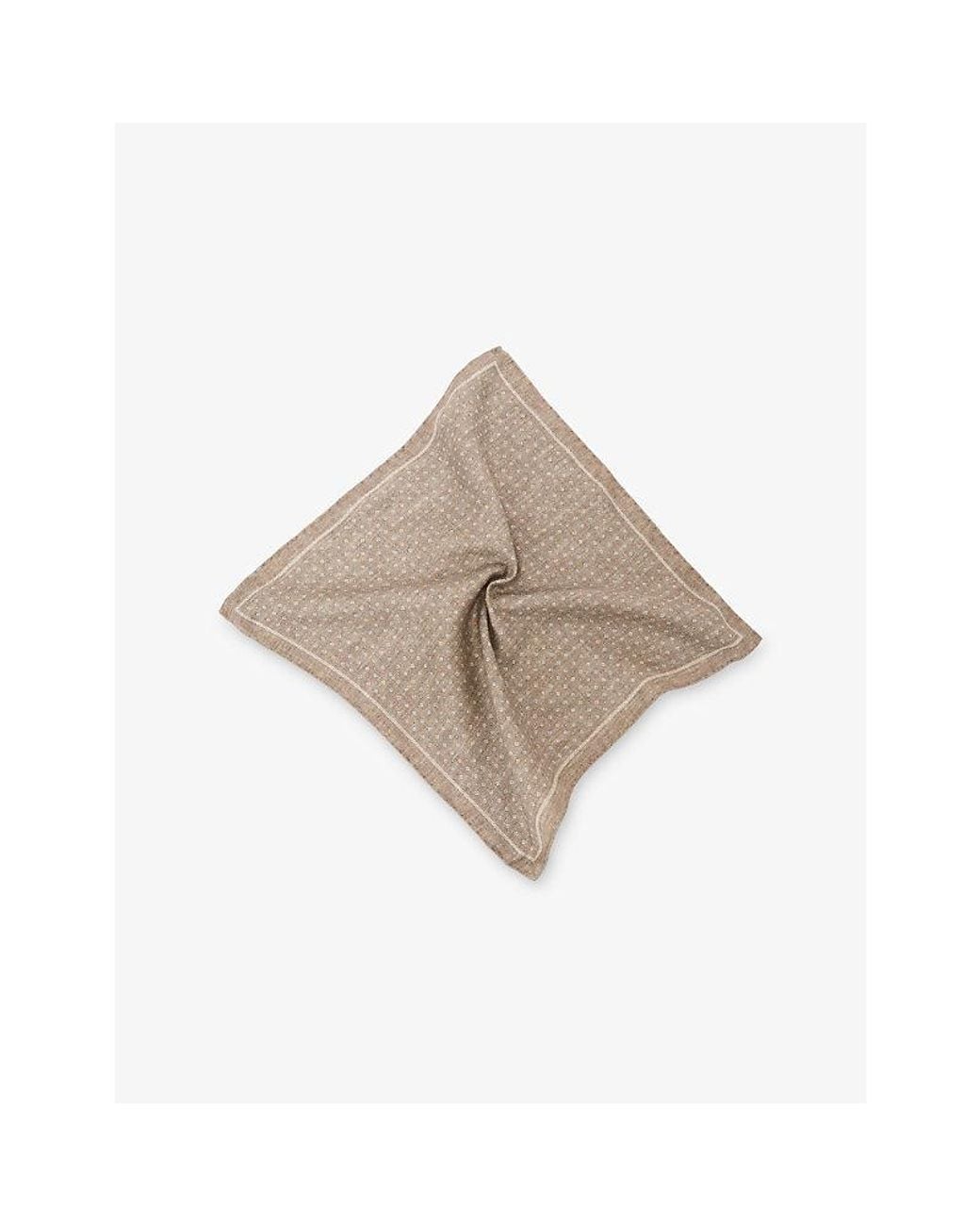 Reiss Natural Pier Diamond-Print Silk Pocket Square for men