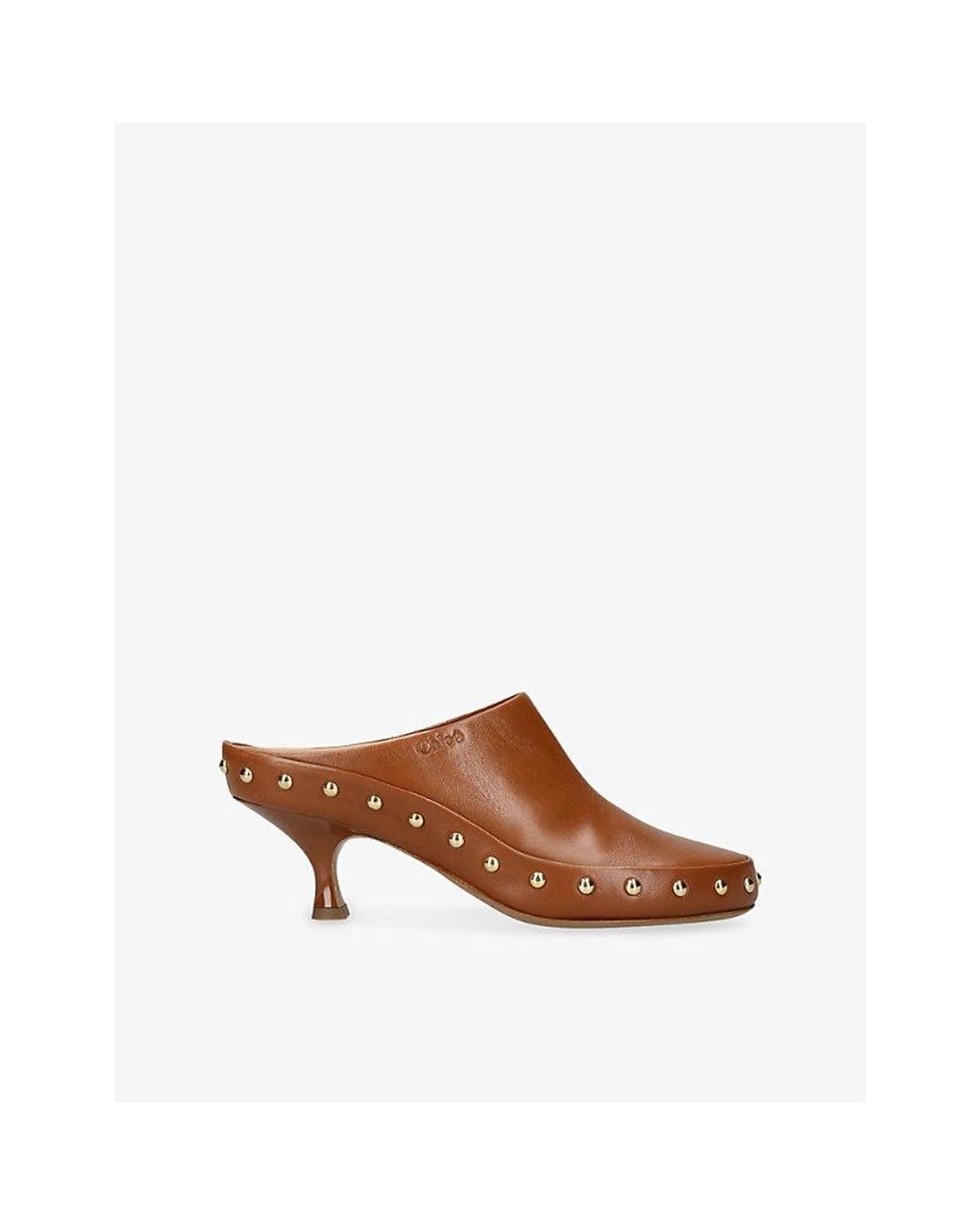 Chloé Brown Junie Leather Heeled Mules