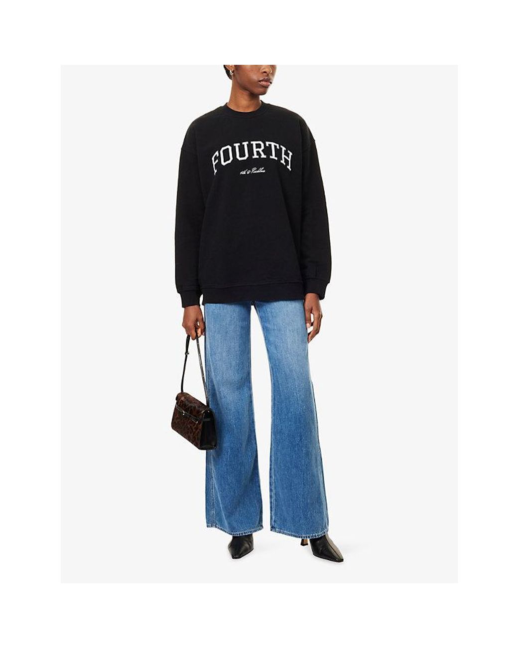 4th & Reckless Black Fourth Logo-Embroidered Cotton-Jersey Sweatshirt