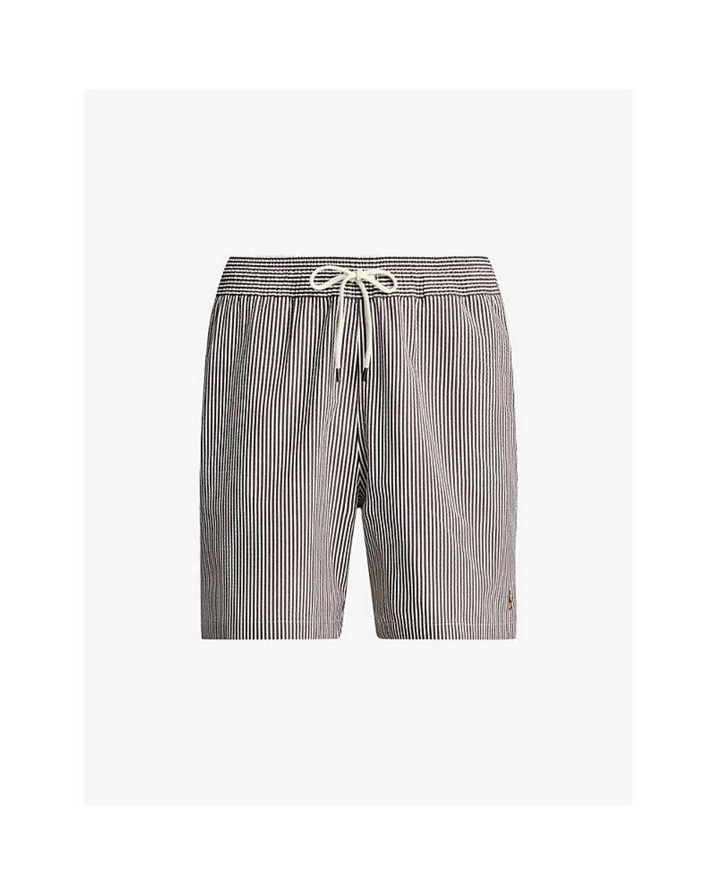 Polo Ralph Lauren Gray Traveller Striped Swimming Trunks for men