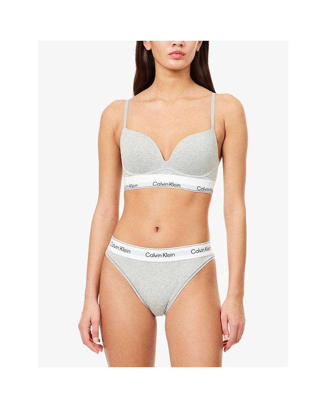 Calvin Klein White Icon Branded Cotton And Modal-Blend Tanga Briefs