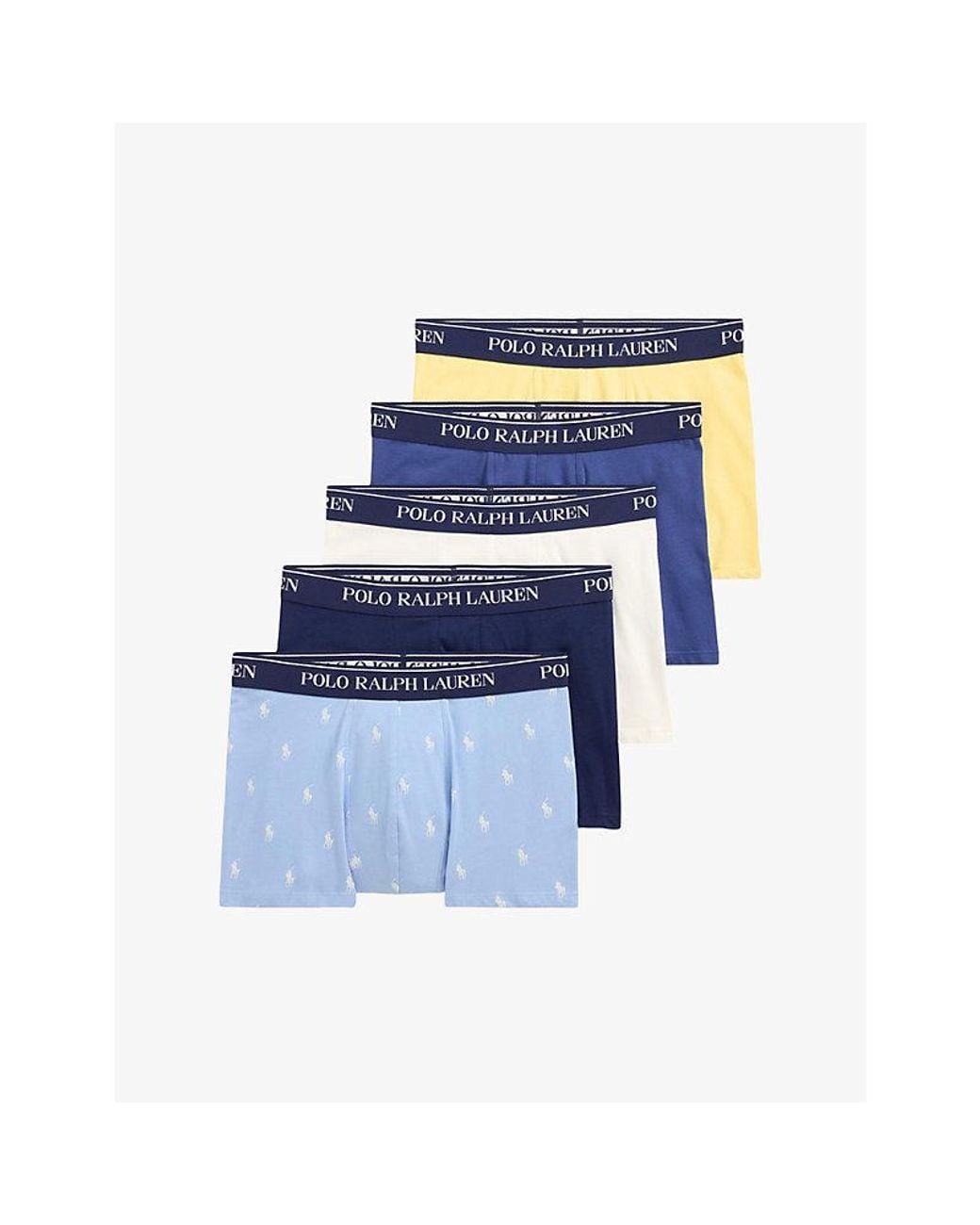 Polo Ralph Lauren Blue Branded-Waistband Pack Of Five Jersey Trunks for men