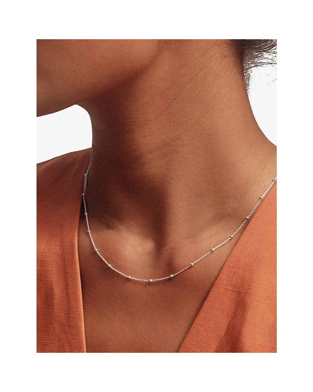 Astley Clarke White Aurora Station Beaded Sterling- Chain Necklace